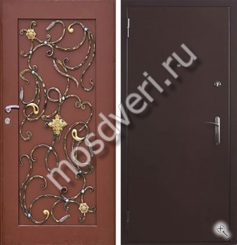 Железная дверь с порошковым окрасом и ажурной ковкой - купить от производителя Мосдвери Железная дверь с порошковым окрасом и ажурной ковкой